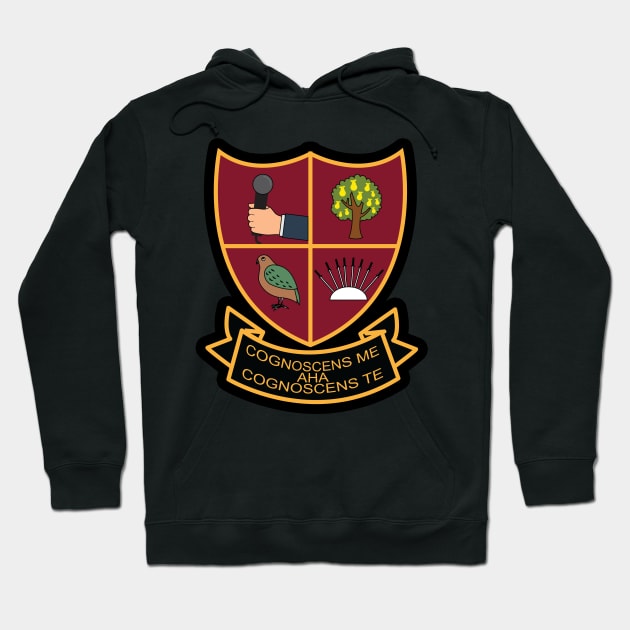 Knowing Me Knowing You Blazer Badge Hoodie by Meta Cortex